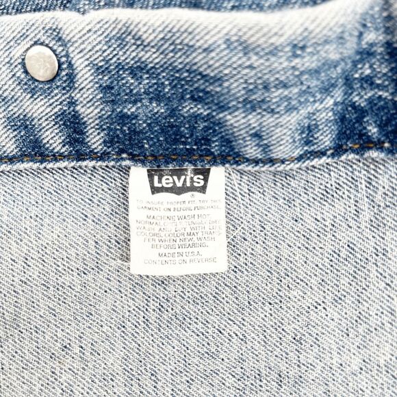 Levi's Jean Jacket Mens Size L Blue Light Wash Button Down Pocket Denim Classic - Picture 5 of 7